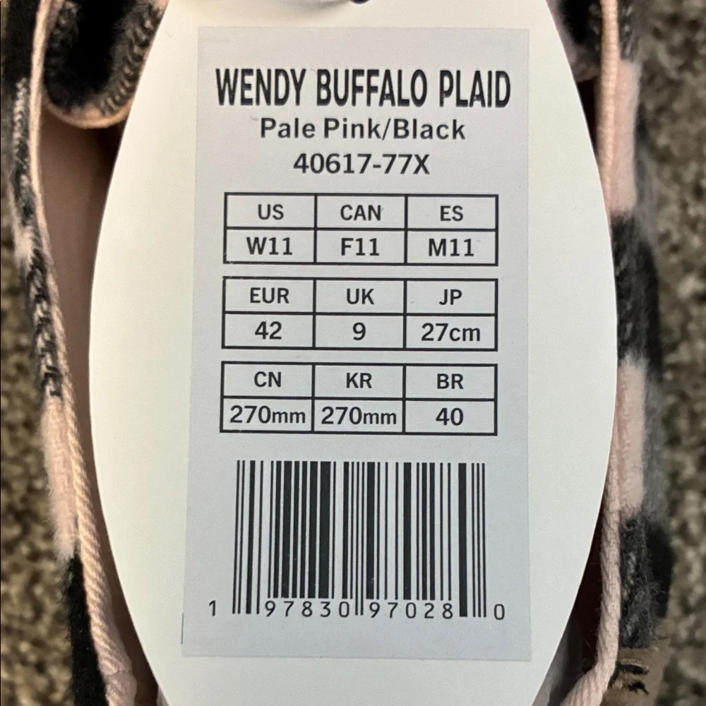 Women’s Pale Pink and Black Wendy Buffalo Plaid Hey Dude Shoes - Size 11 - Picture 5 of 5